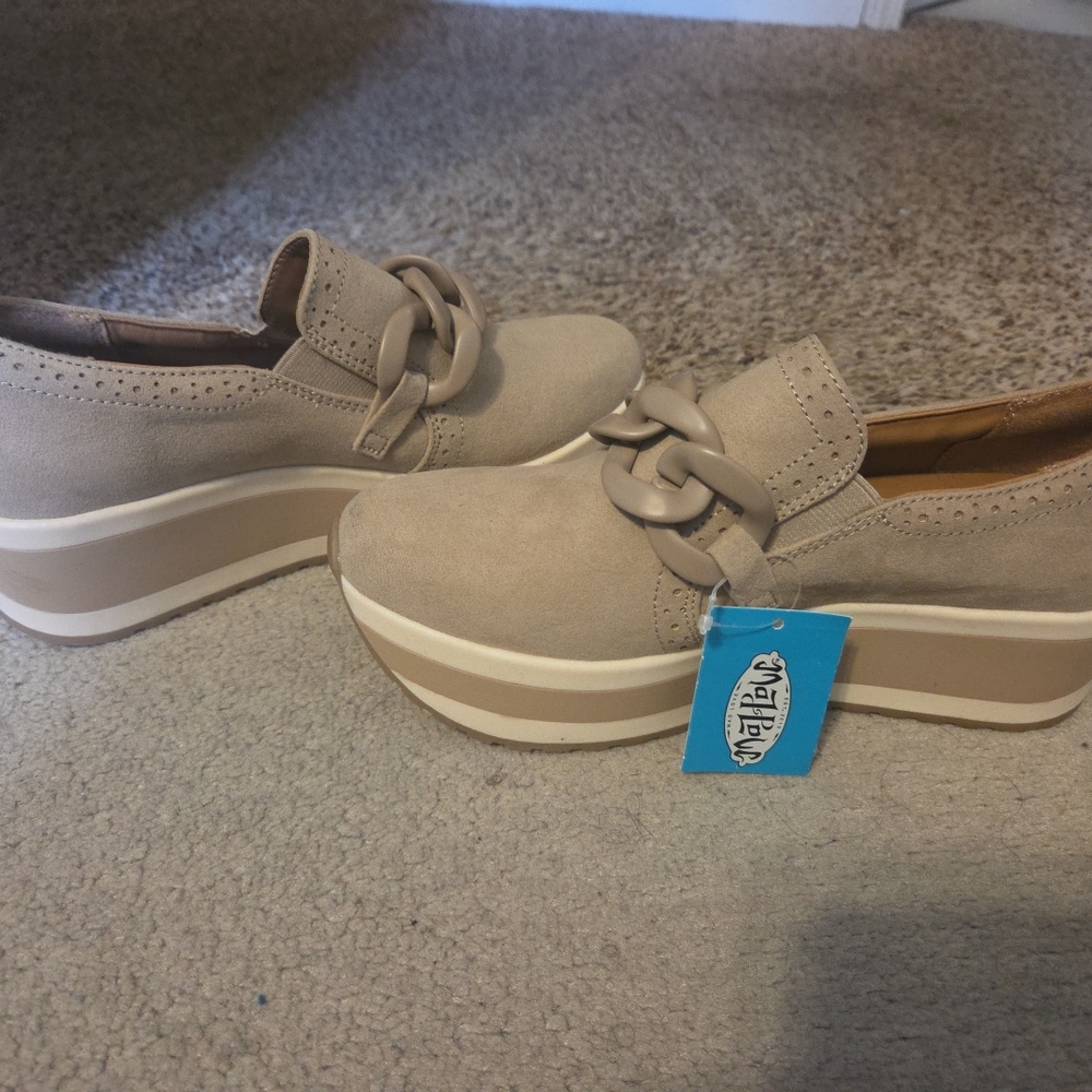 Mad Love Beige Wedge Shoes with Comfort Fit